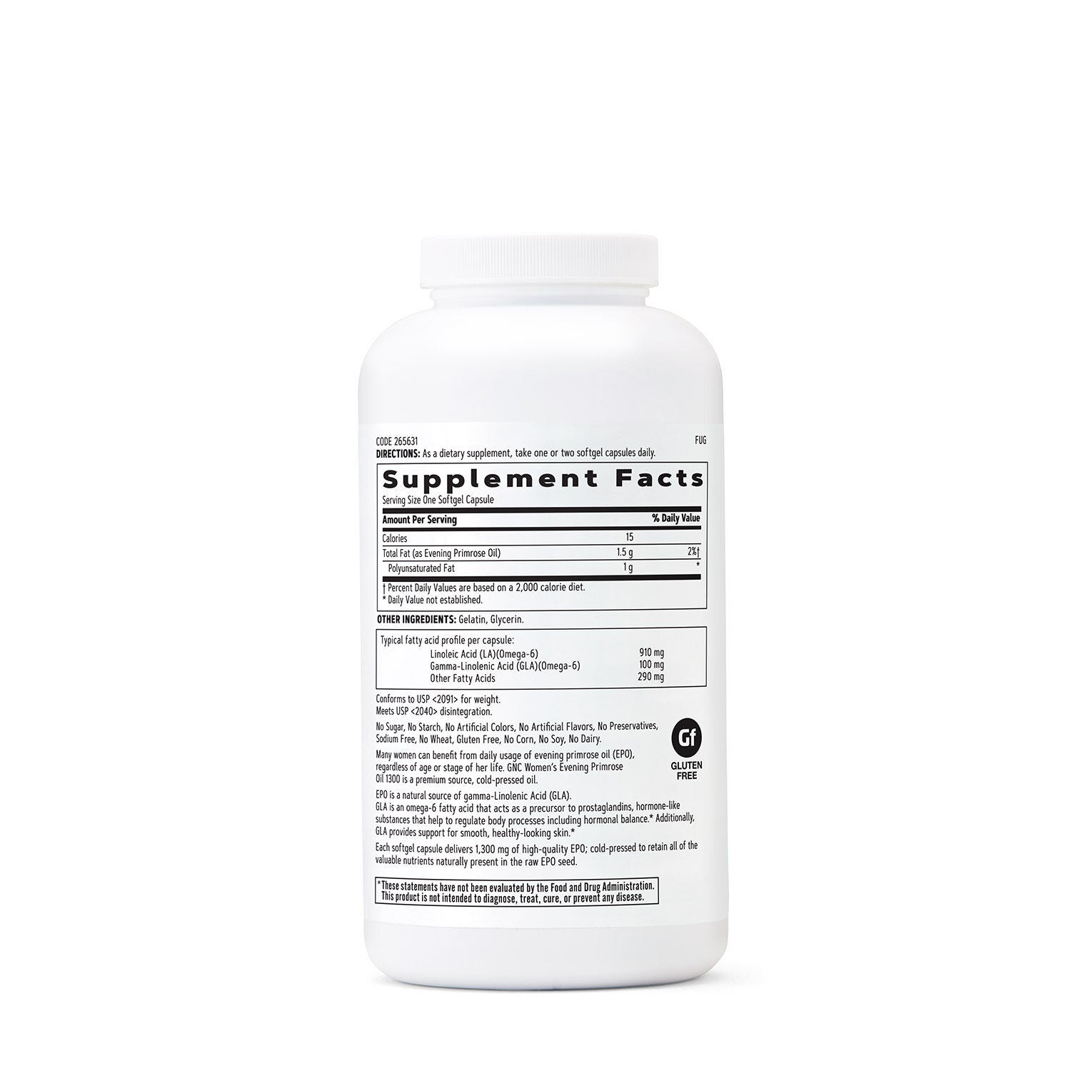 Evening Primrose Oil 1300mg - 180 Softgels (180 Servings)  | GNC